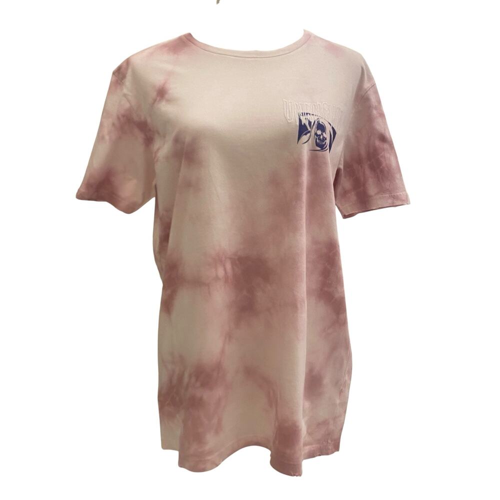 Topman' Size Small Don’t fear the Unknown Pink Tie Dye Distressed T-Shirt Top